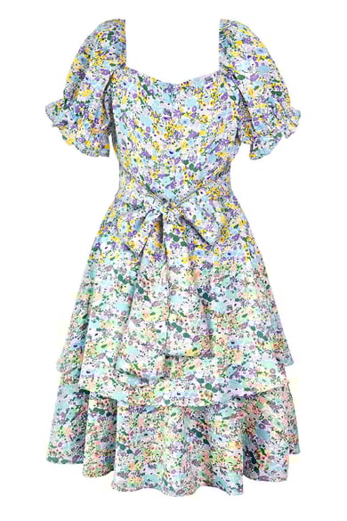 Robe Fleurie Eté Bleu S h5 Image8